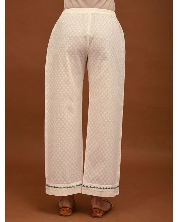 Off white floral hand embroidered palazzo 1