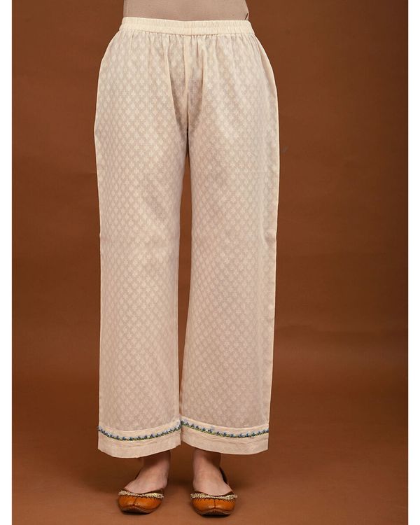 Off white floral hand embroidered palazzo 2