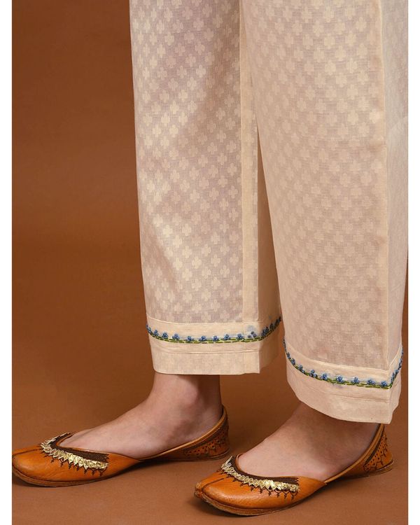 Off white floral hand embroidered palazzo 3
