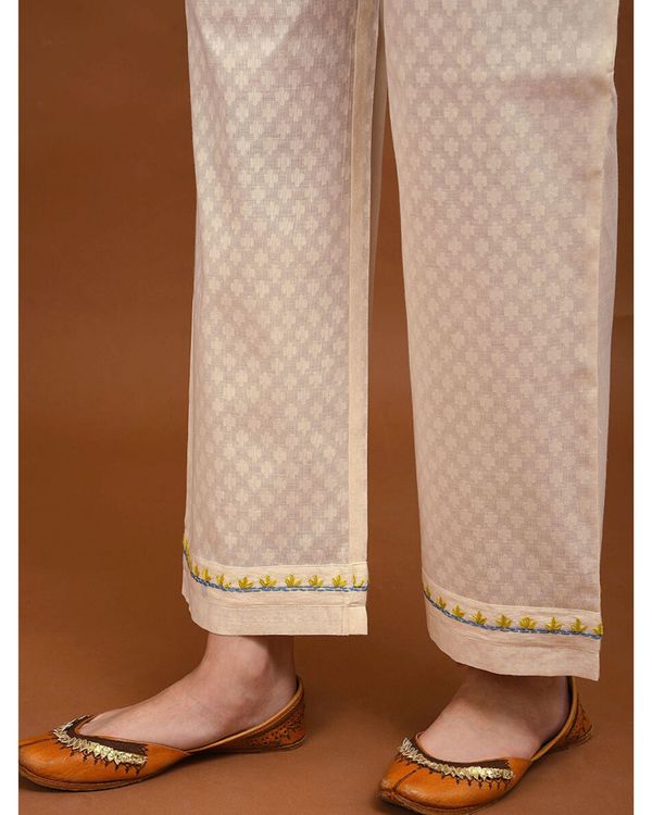 Off white and yellow floral hand embroidered palazzo 1