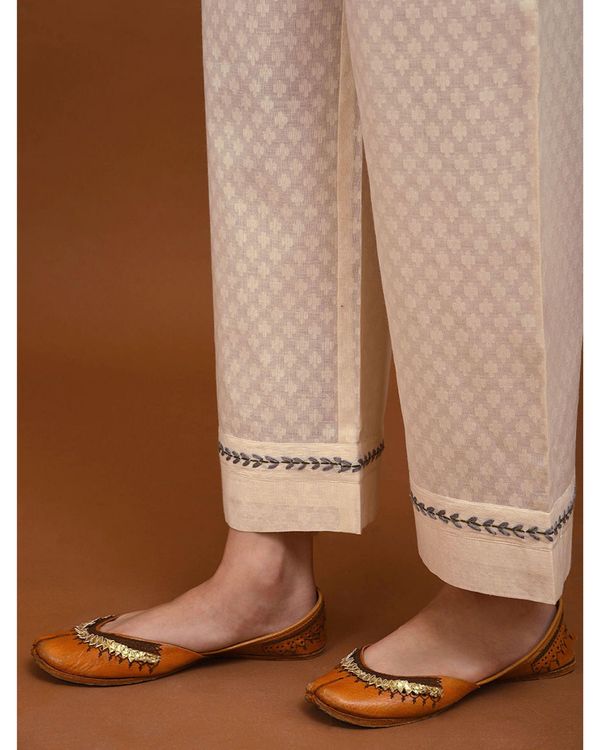 Off white leaf hand embroidered palazzo 2