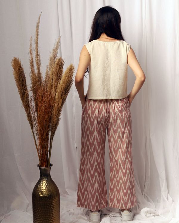 Peach and off white ikat culottes 1