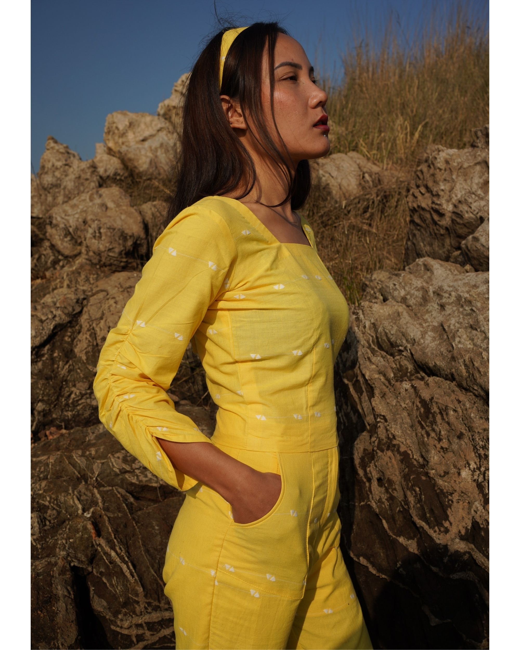 yellow crop top ethnic