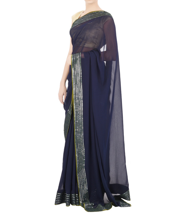 Georgette sari with mirror embroidery by Chic Pea by Ganesh Nallari ...