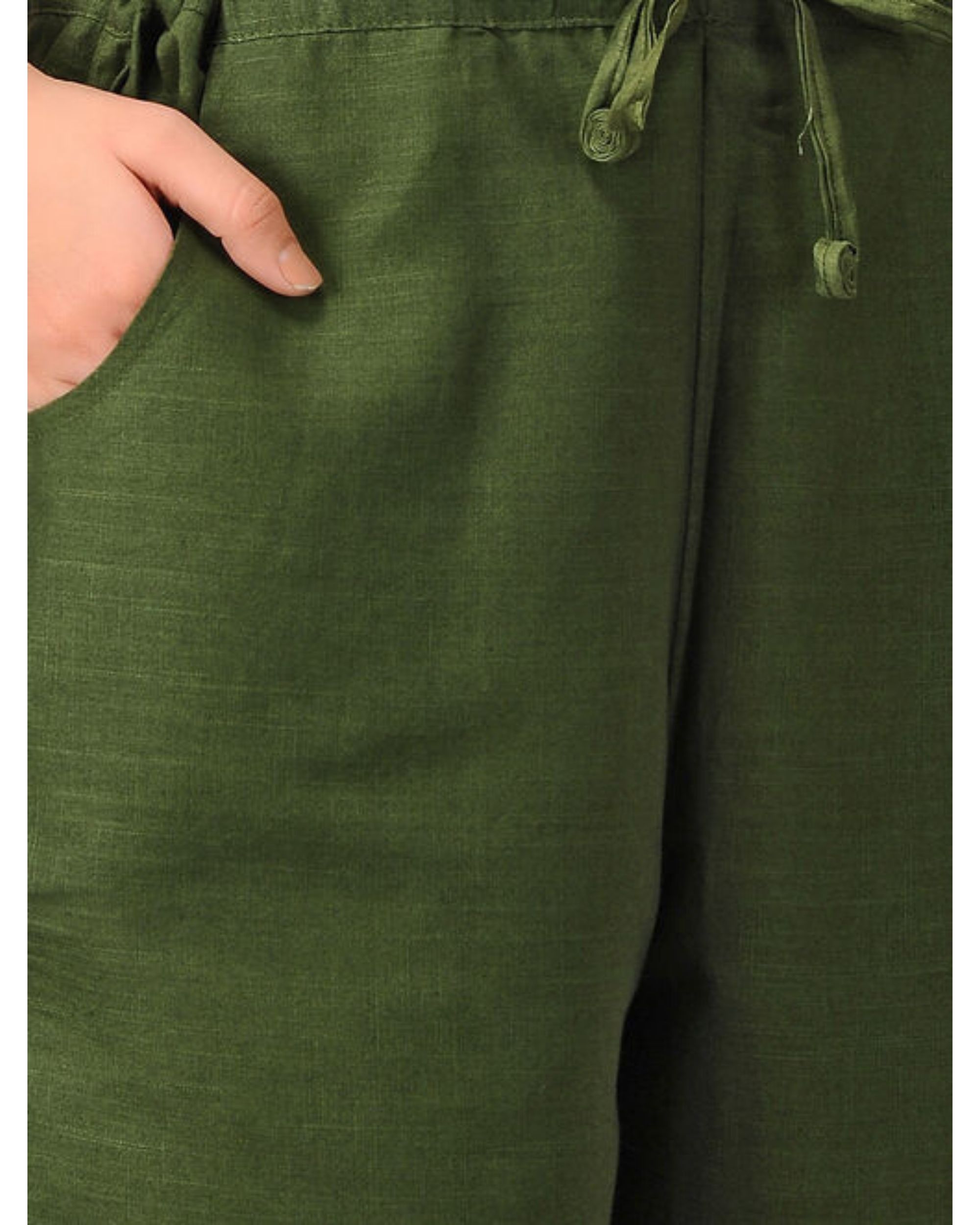 Woodland Green Textured Premium Cotton Pant For Men