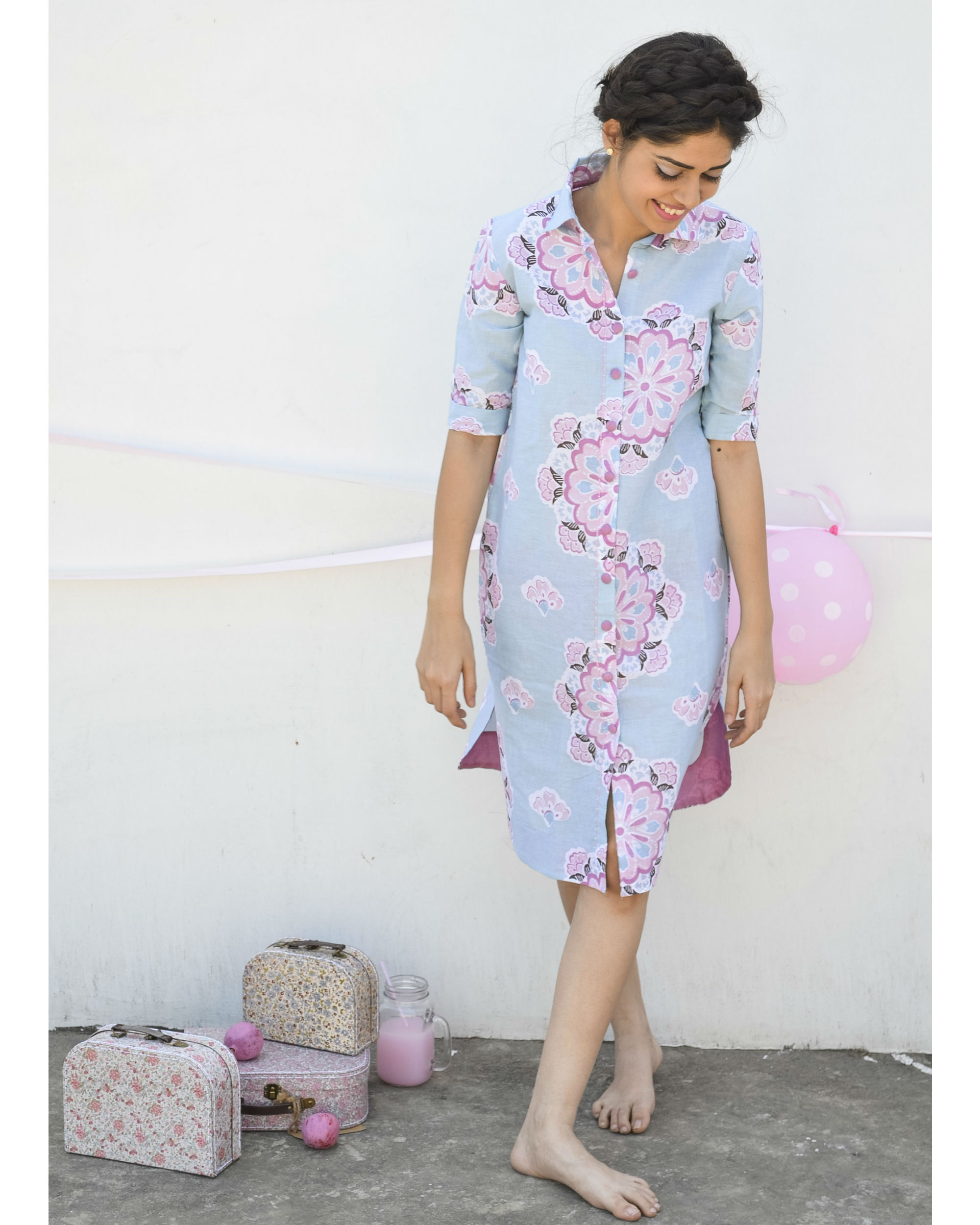 Pastel blue shirt dress by BAISE GABA The Secret Label
