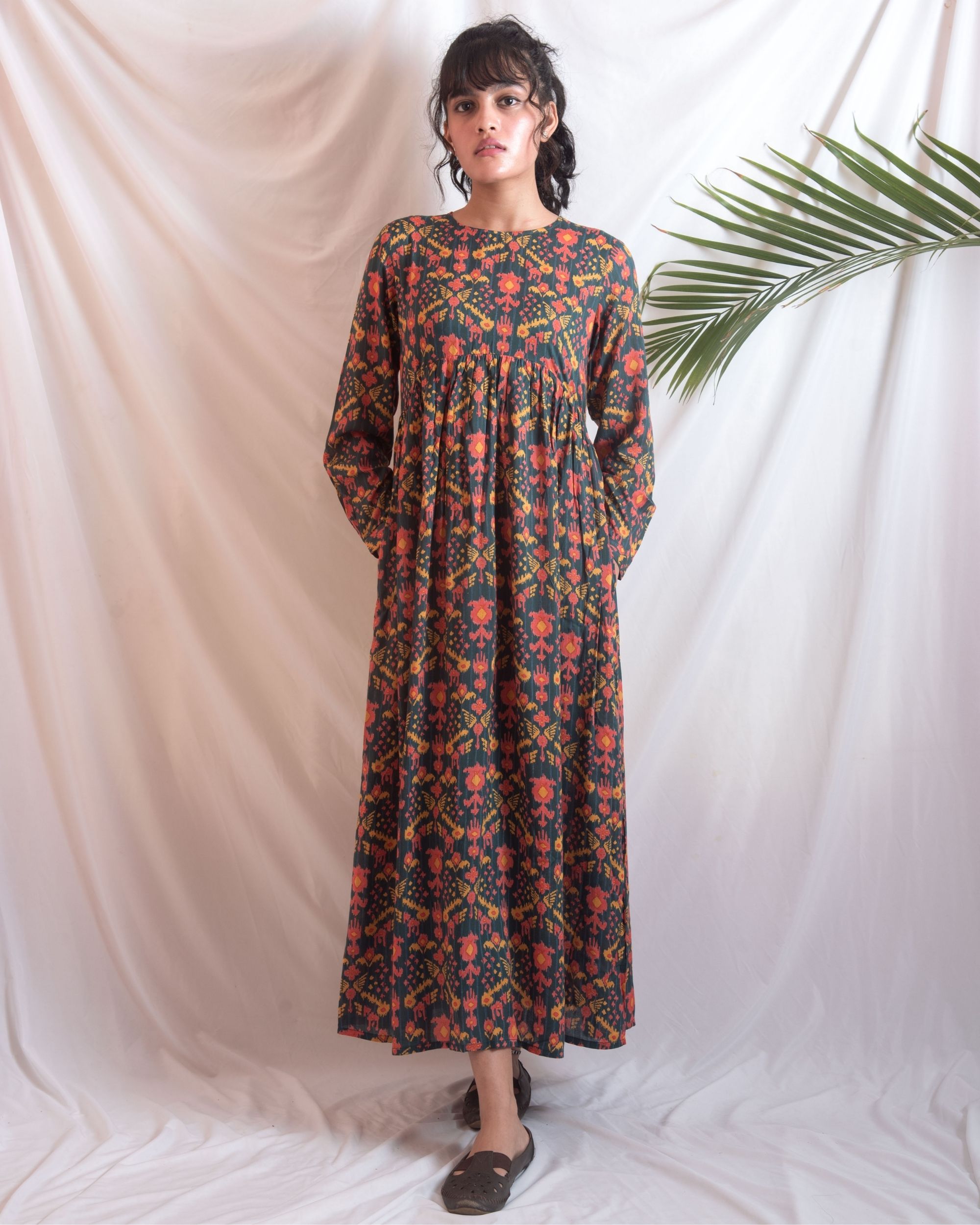 Long sleeve sale printed maxi dress