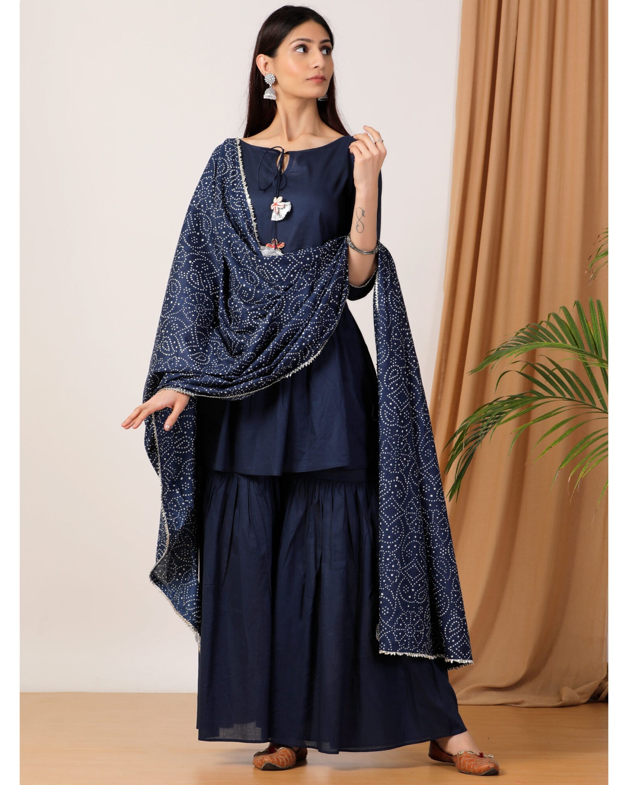 navy blue gown with dupatta