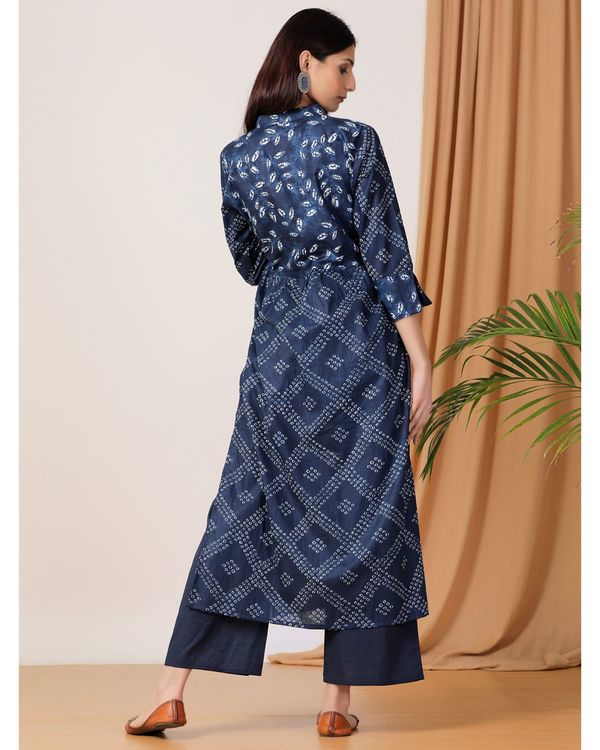 Indigo printed slit kurta and pants- Set Of Two 1