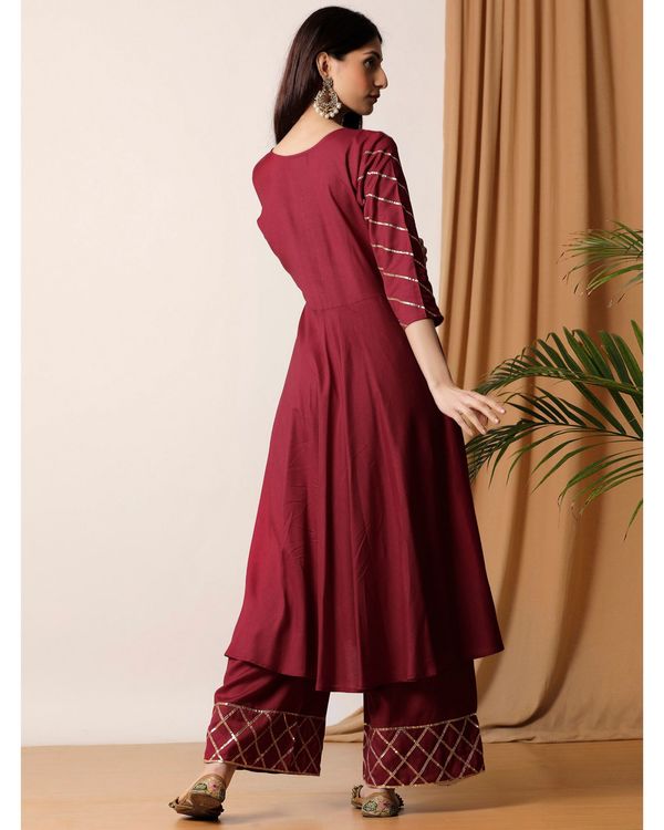 Maroon gota kurta and palazzo- Set Of Two 1