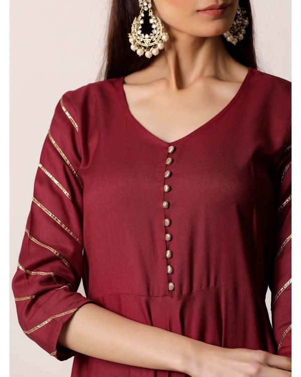 Maroon gota kurta and palazzo- Set Of Two 3