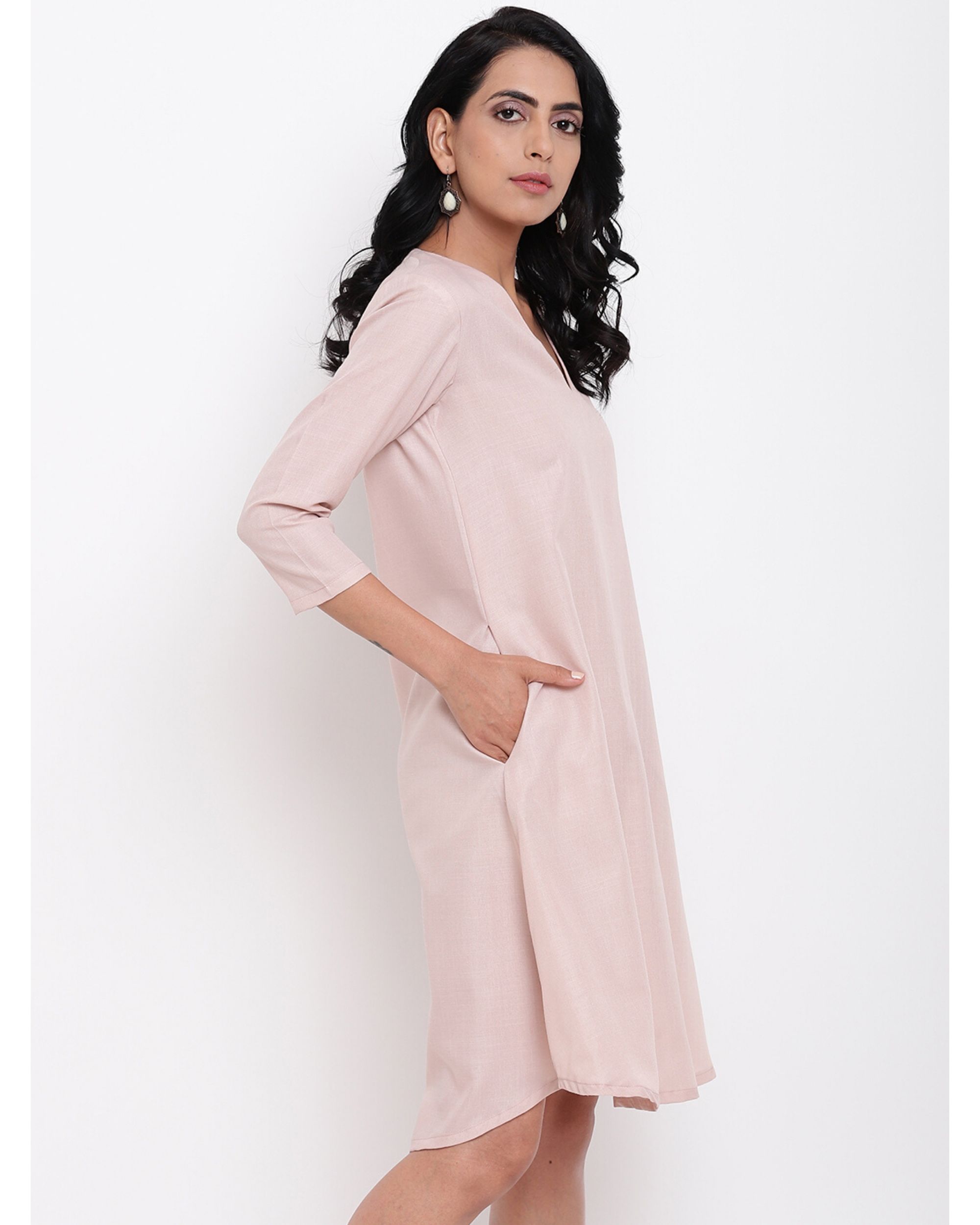 Blush pink cotton linen dress by trueBrowns | The Secret Label