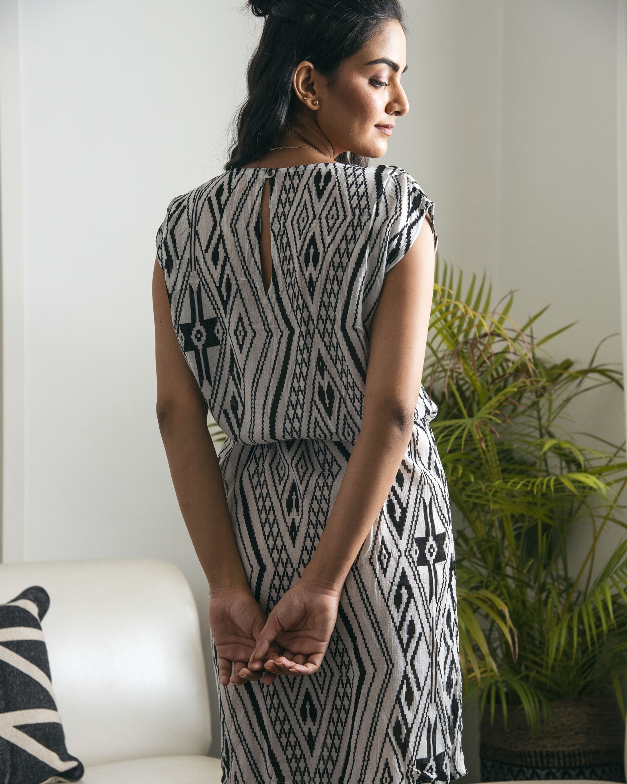 black and white aztec dress