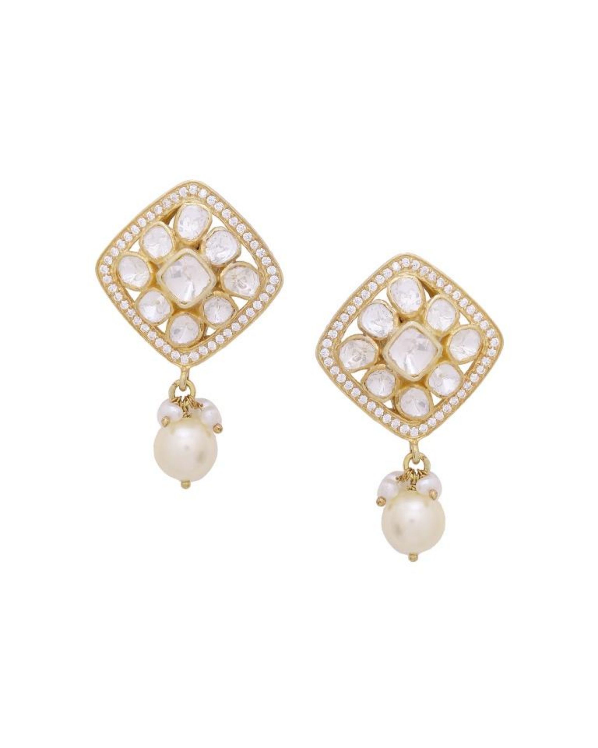 Kundan and pearl drop earring by Zeeya | The Secret Label