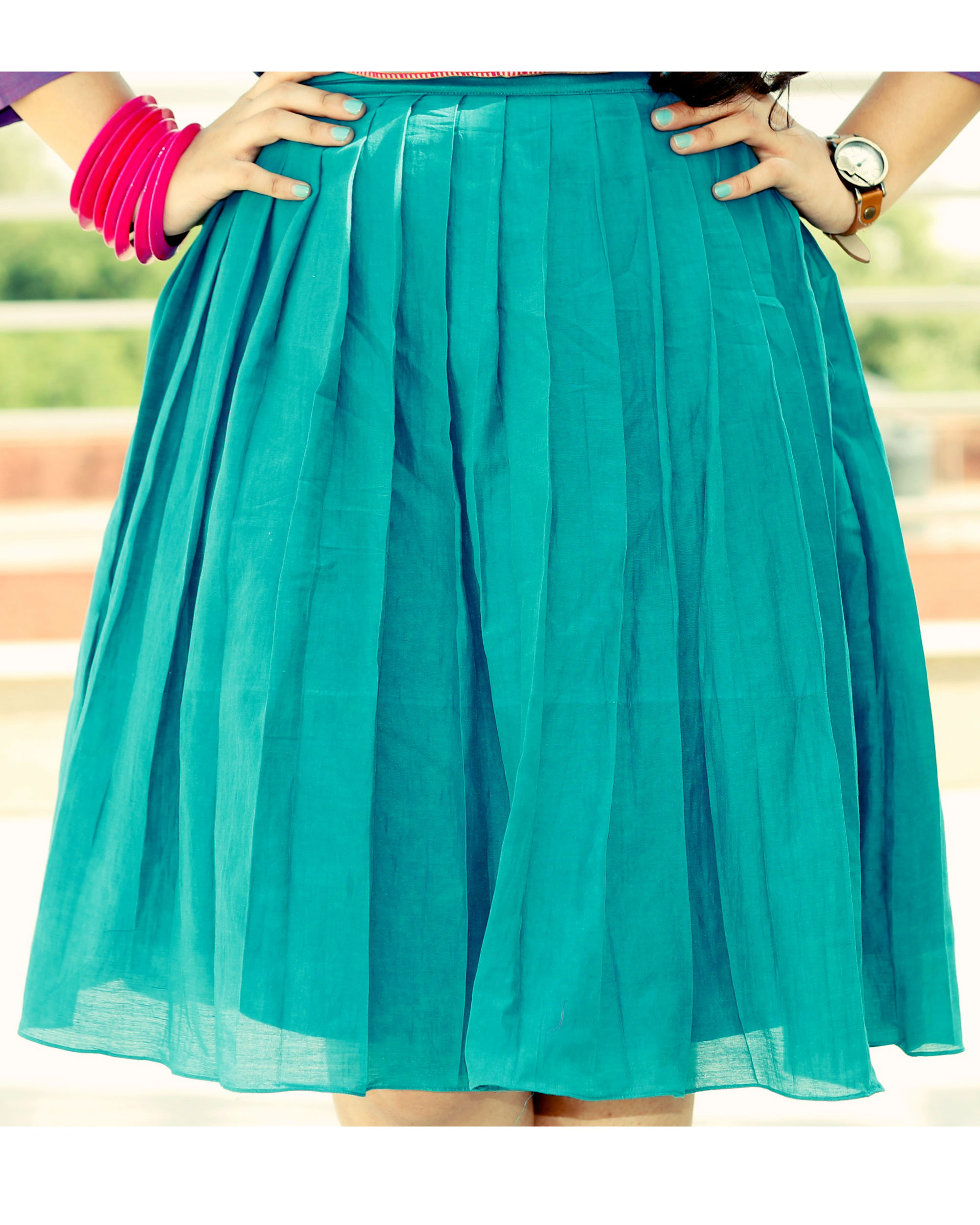 turquoise chiffon skirt