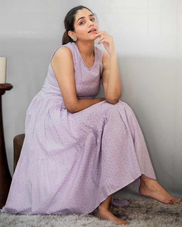 Purple printed tiered kurta and pants - Set Of Two 2