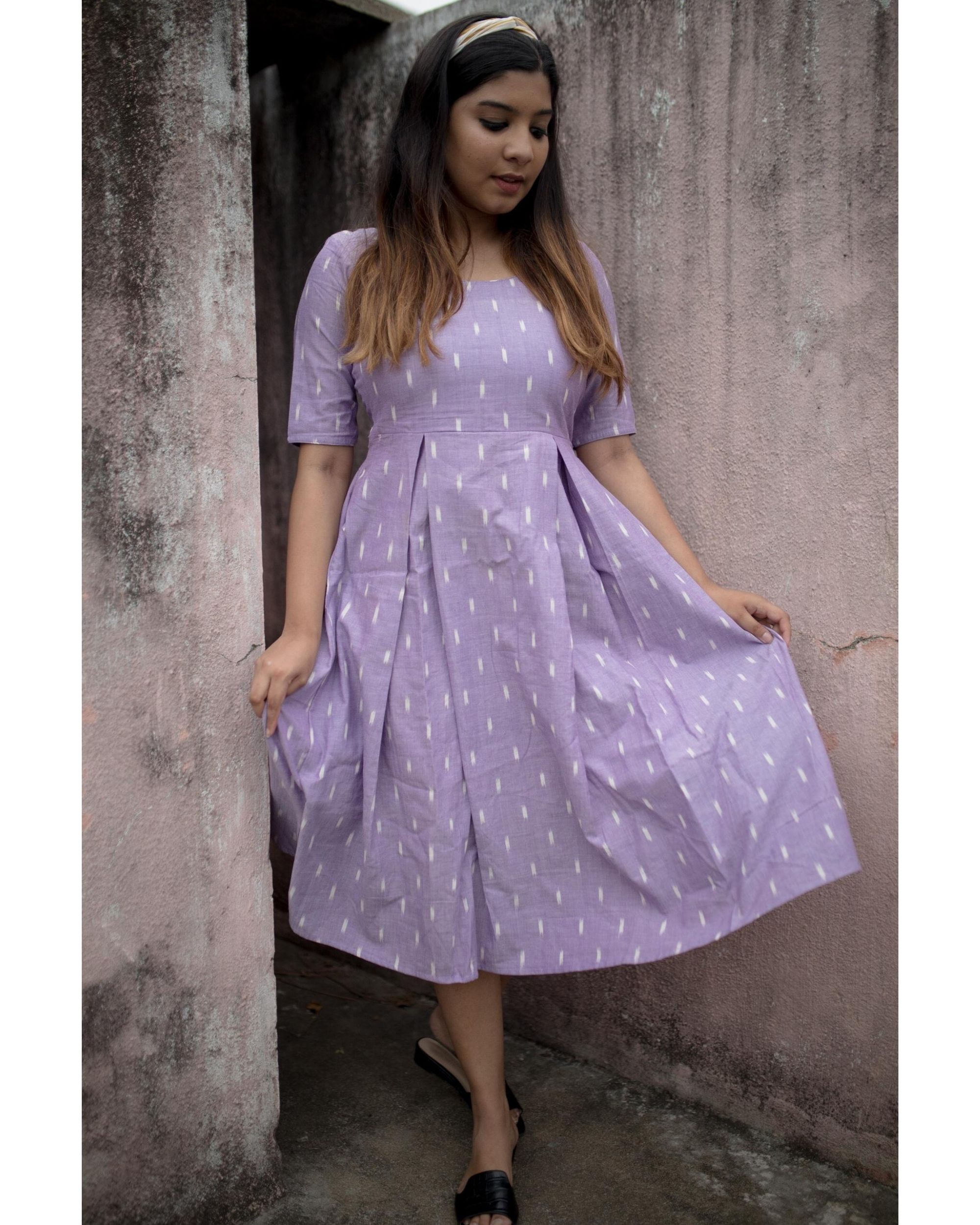 lavender pleated dress