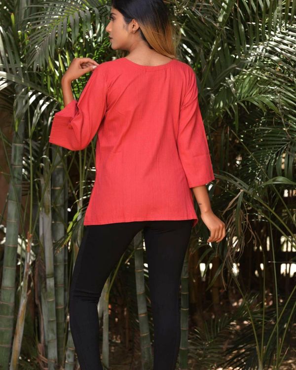 Auburn red pleated asymmetrical top 1