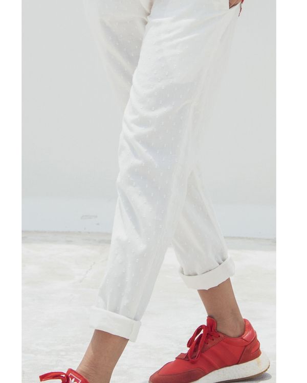 White rolled up straight pants 1