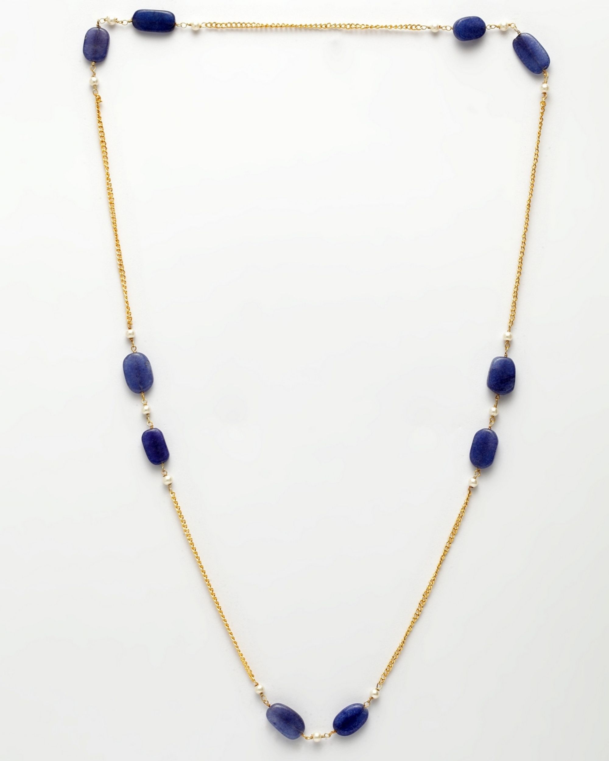 Blue stone beaded neckpiece by Dugri Style | The Secret Label