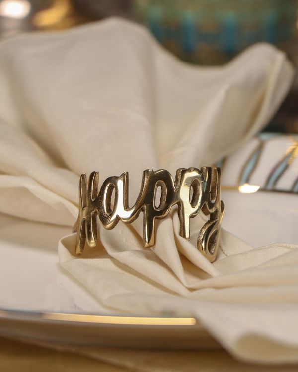 Vintage happy and thankful napkin rings - Set Of Four 1