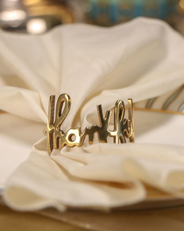Vintage happy and thankful napkin rings - Set Of Four 2