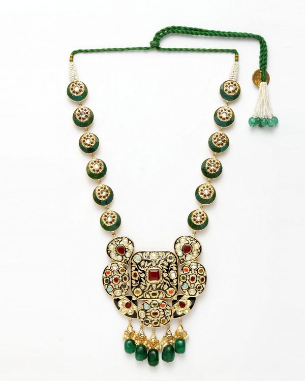 Emerald tikdas meenakari neckpiece 1