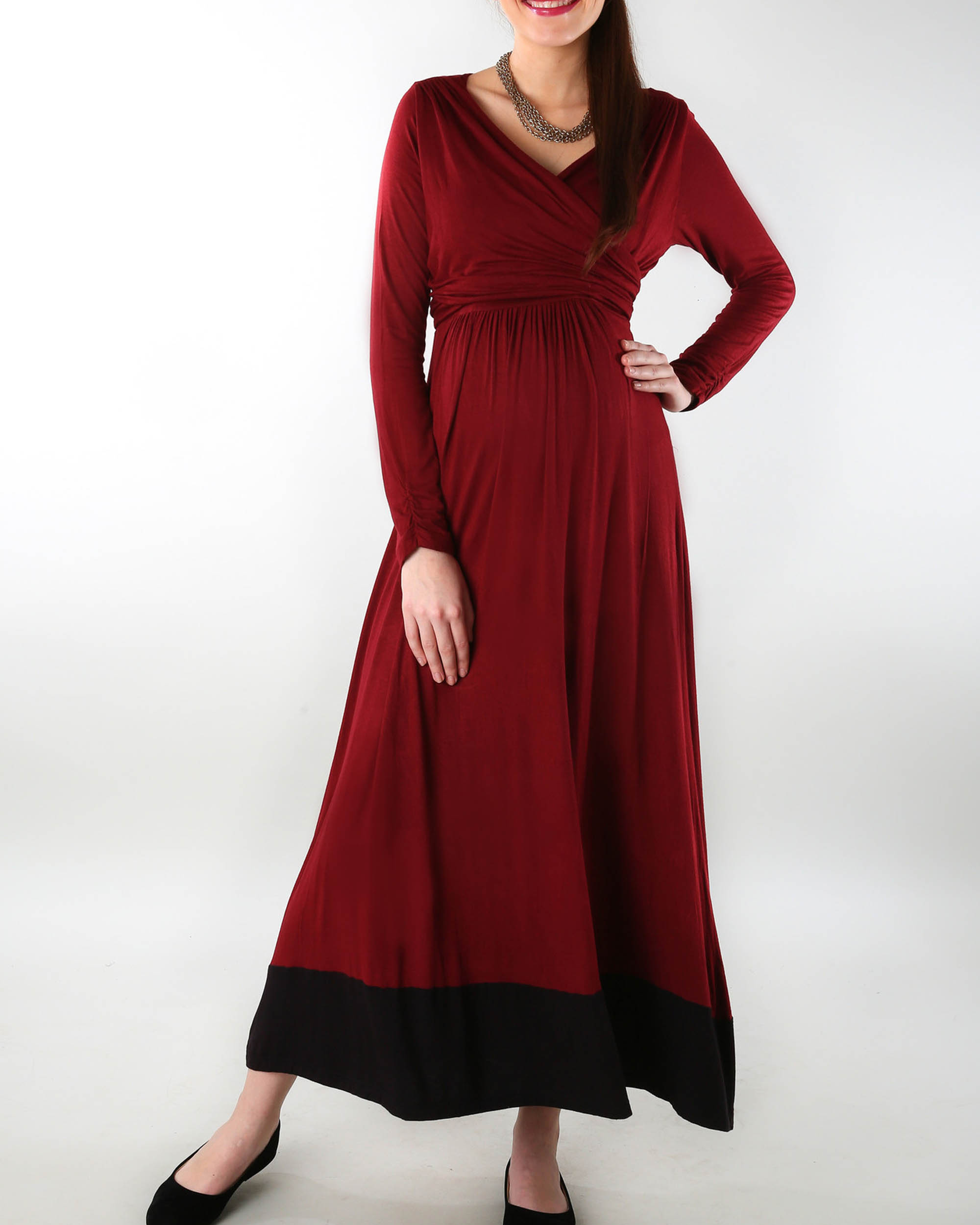 Wine maternity dress by MOMZJOY The Secret Label