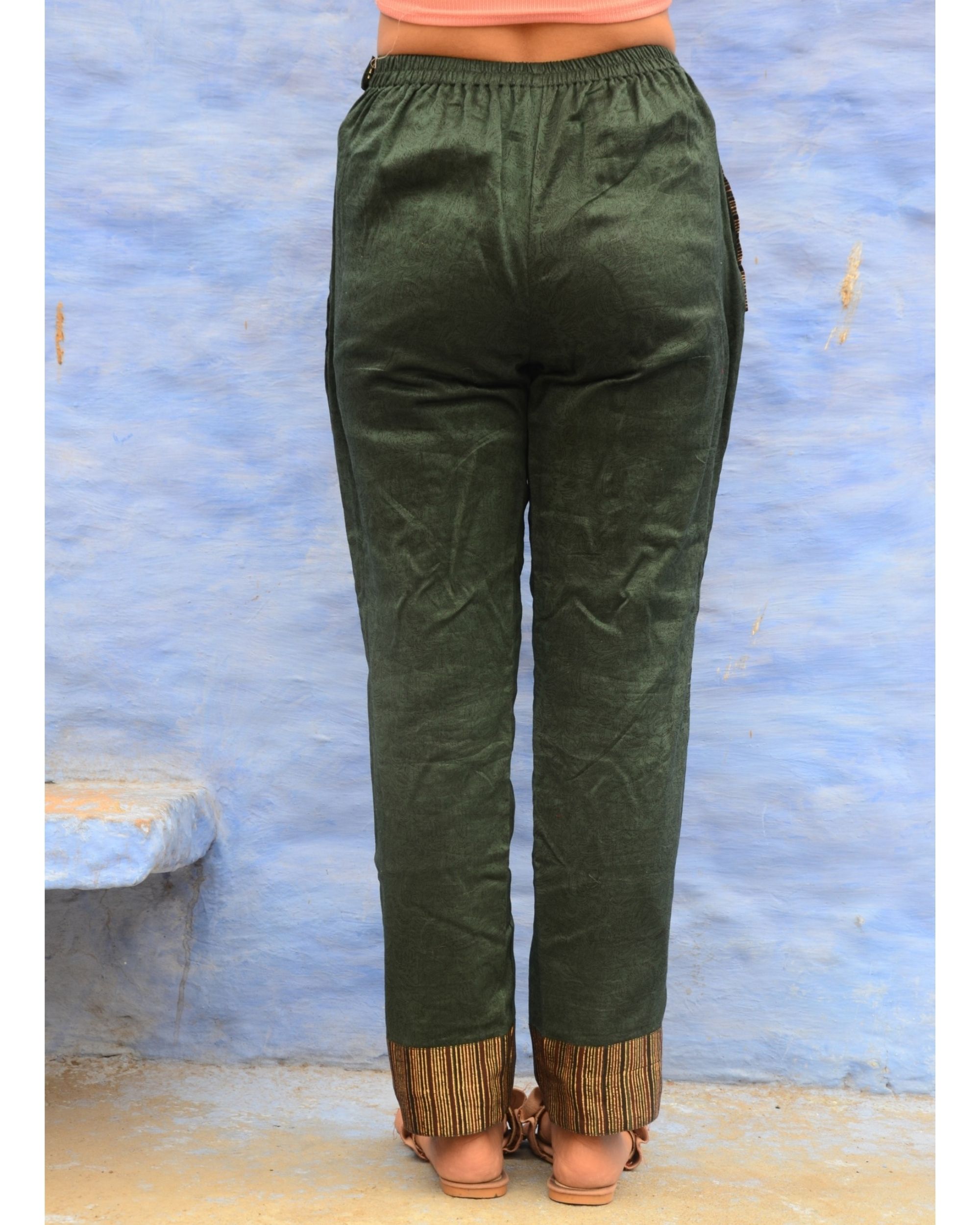 bottle-green-striped-panel-pants-by-medhya-the-secret-label