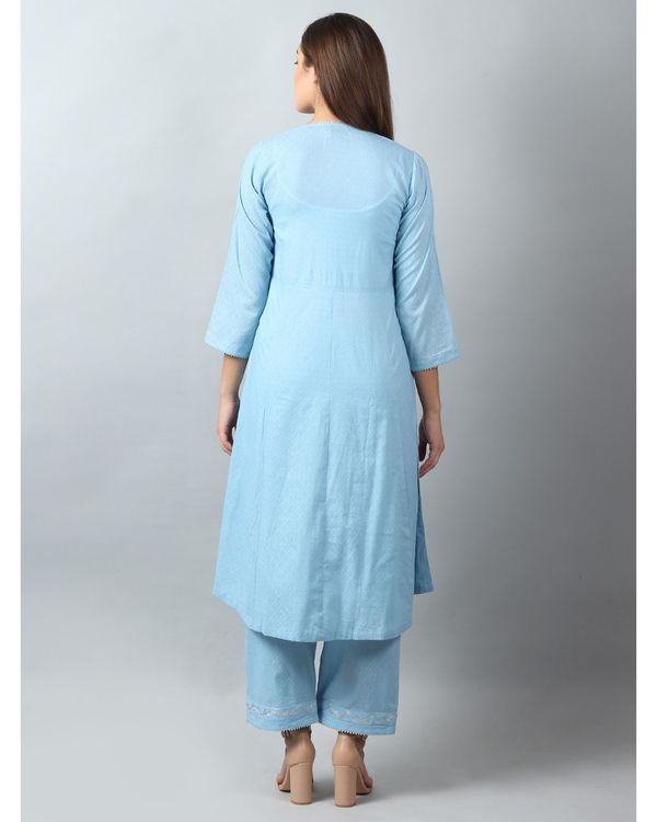 Baby blue star embroidered angrakha kurta 1