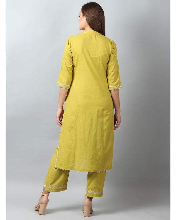 Chartreuse embroidered gota kurta 1