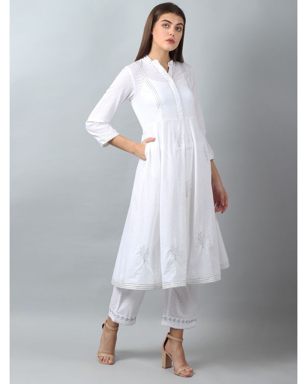 White embroidered kurta with gota work 2