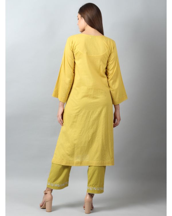 Laguna yellow floral embroidered yoke kurta 1