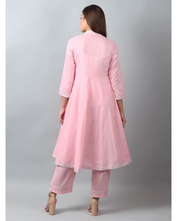 Baby pink embroidered gota kurta and pants - Set Of Two 1