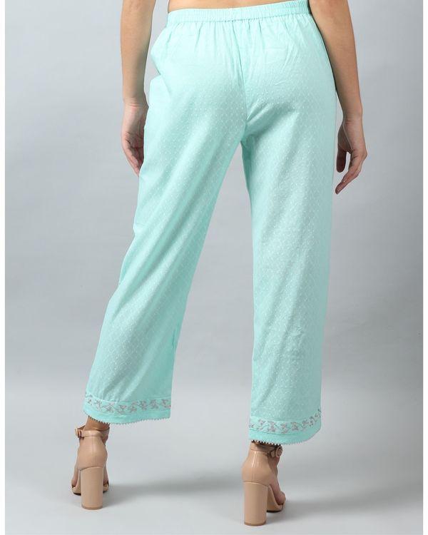 Light turquoise embroidered pants 1