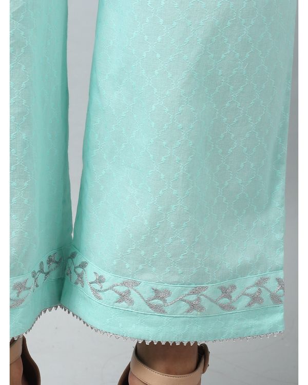 Light turquoise embroidered pants 2