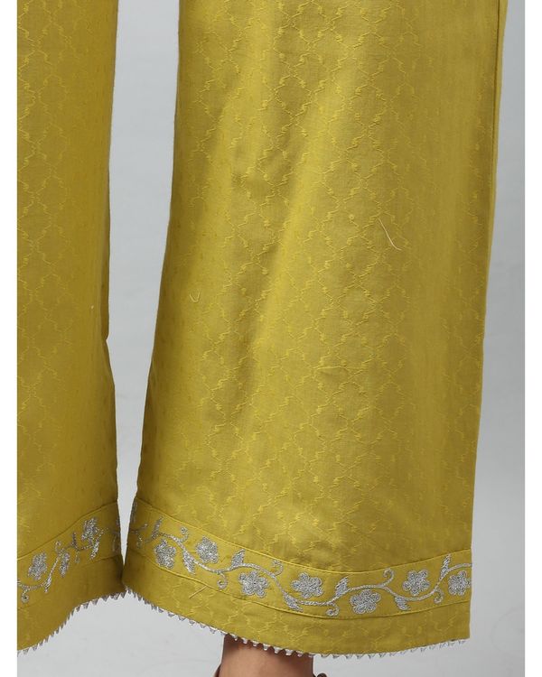 Chartreuse embroidered pants 2