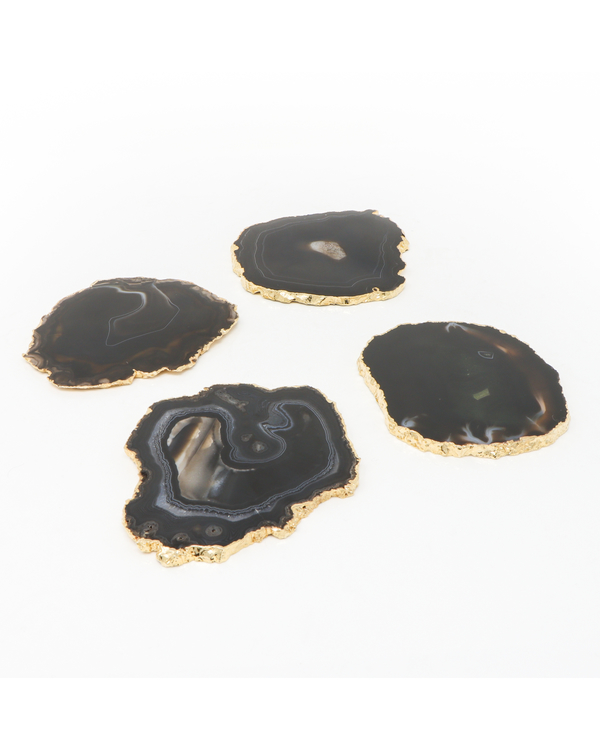 Black Agate Coasters - Set Of Four 1