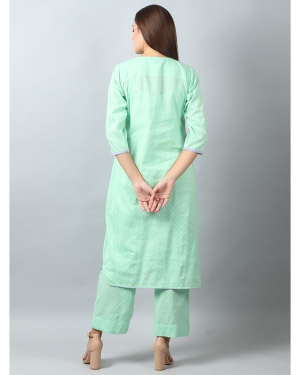 Sea green floral embroidered kurta 1