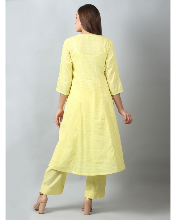 Yellow floral embroidered angrakha kurta 1