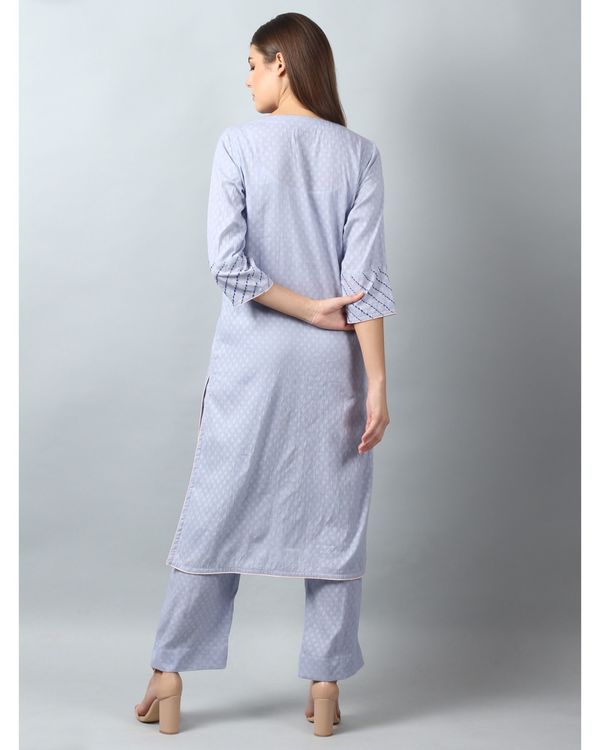 Dull blue floral embroidered straight kurta 1