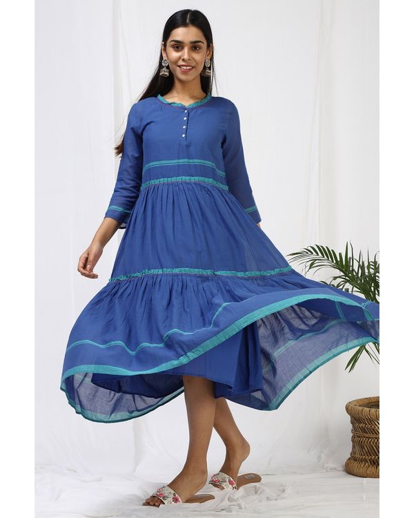 Blue tiered ruffled maxi dress 2