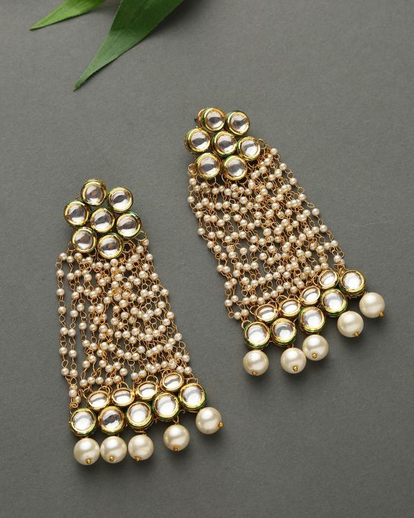 Kundan and pearl chain earring 1
