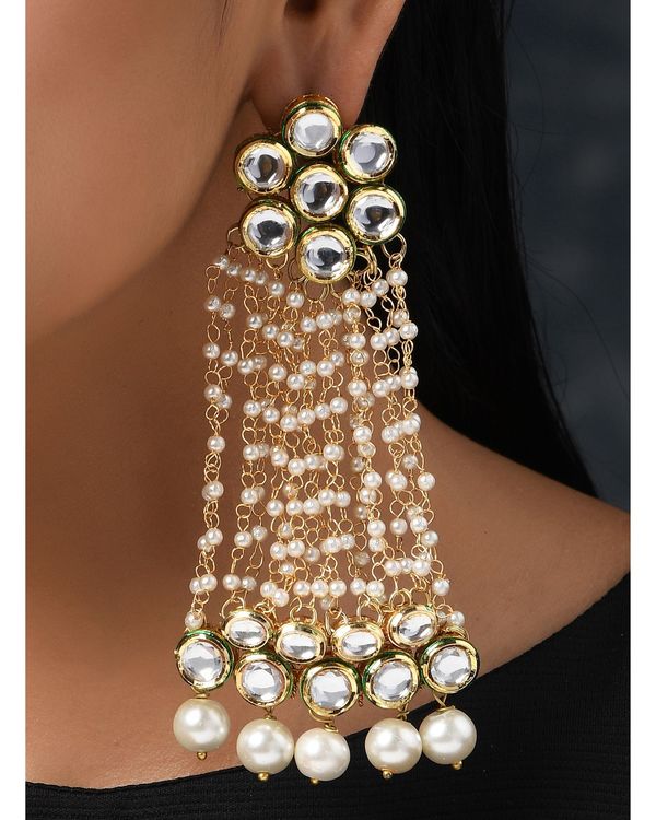 Kundan and pearl chain earring 2