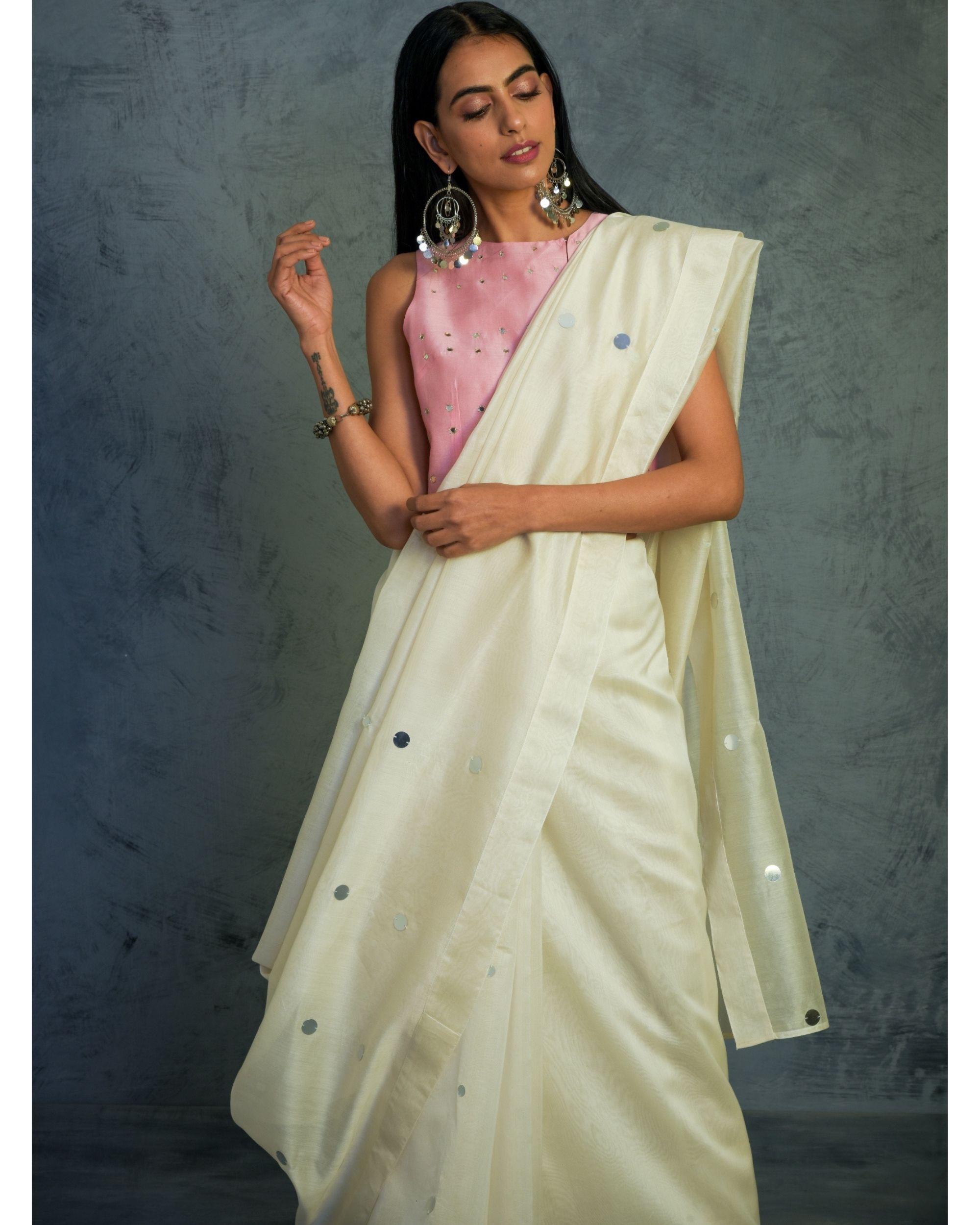 Buy Light Cream Color Khadi Silk Fabric Resham Saree Online - SREV3186 |  Appelle Fashion