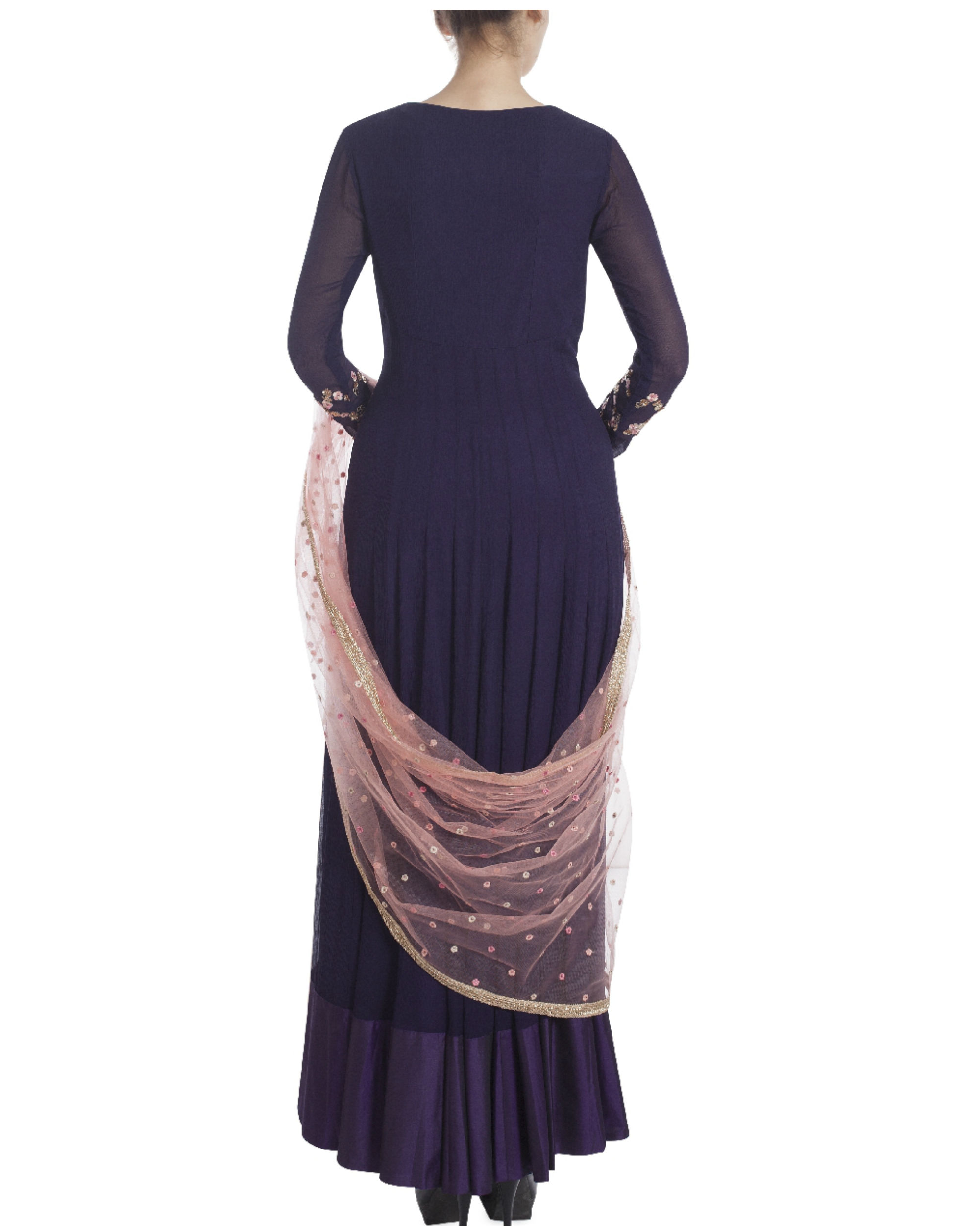 Midnight blue floor length kalidaar by Dolly J | The Secret Label