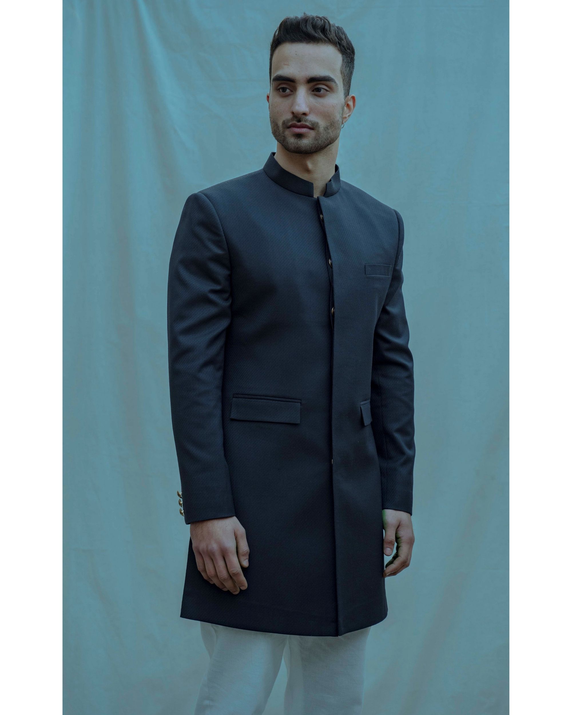 navy blue achkan