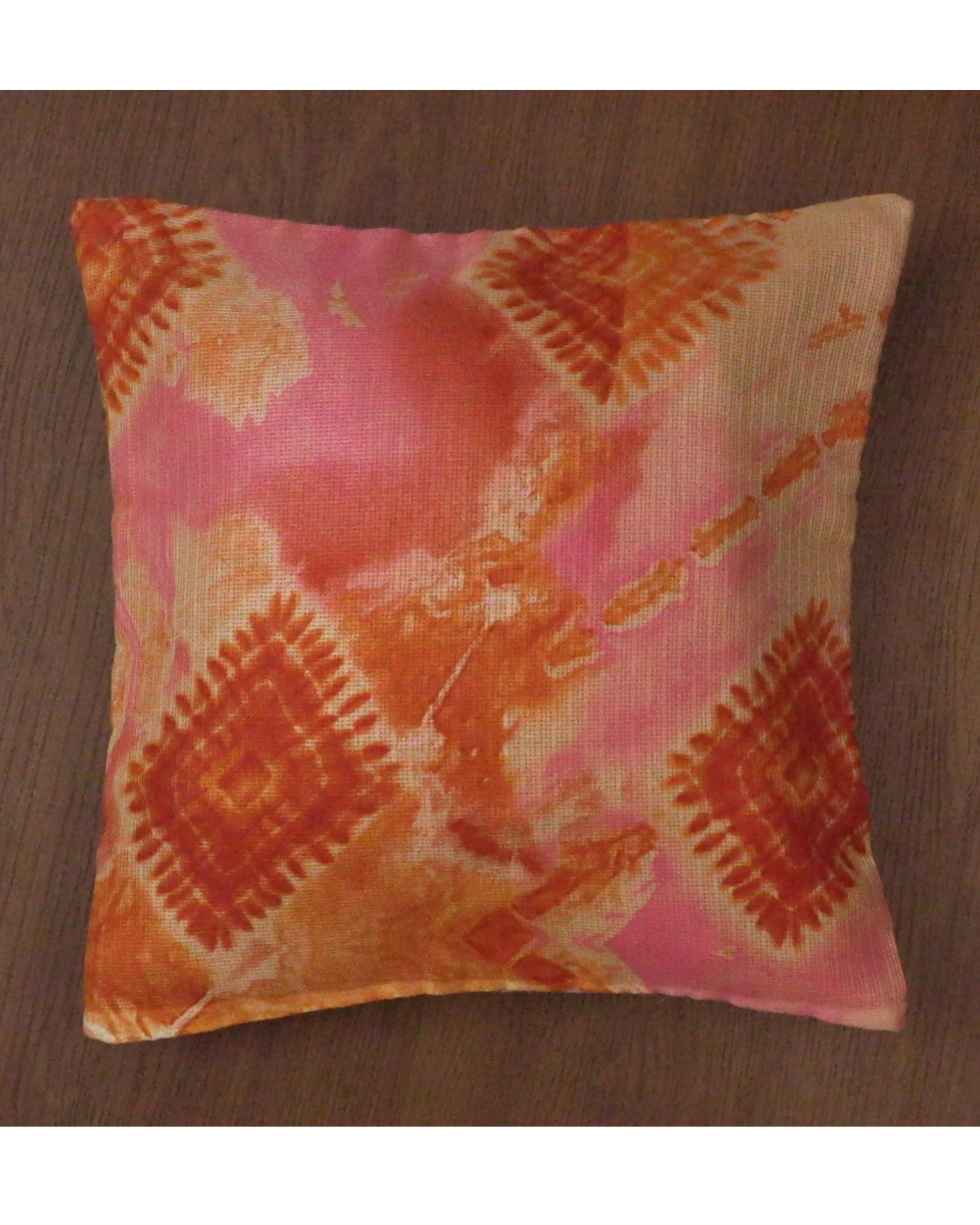 Orange tie and dye cushion covers Set Of Two by Soulfully Indian The Secret Label