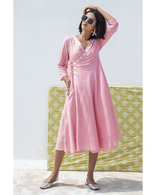 Baby pink wrap dress with gota work 2