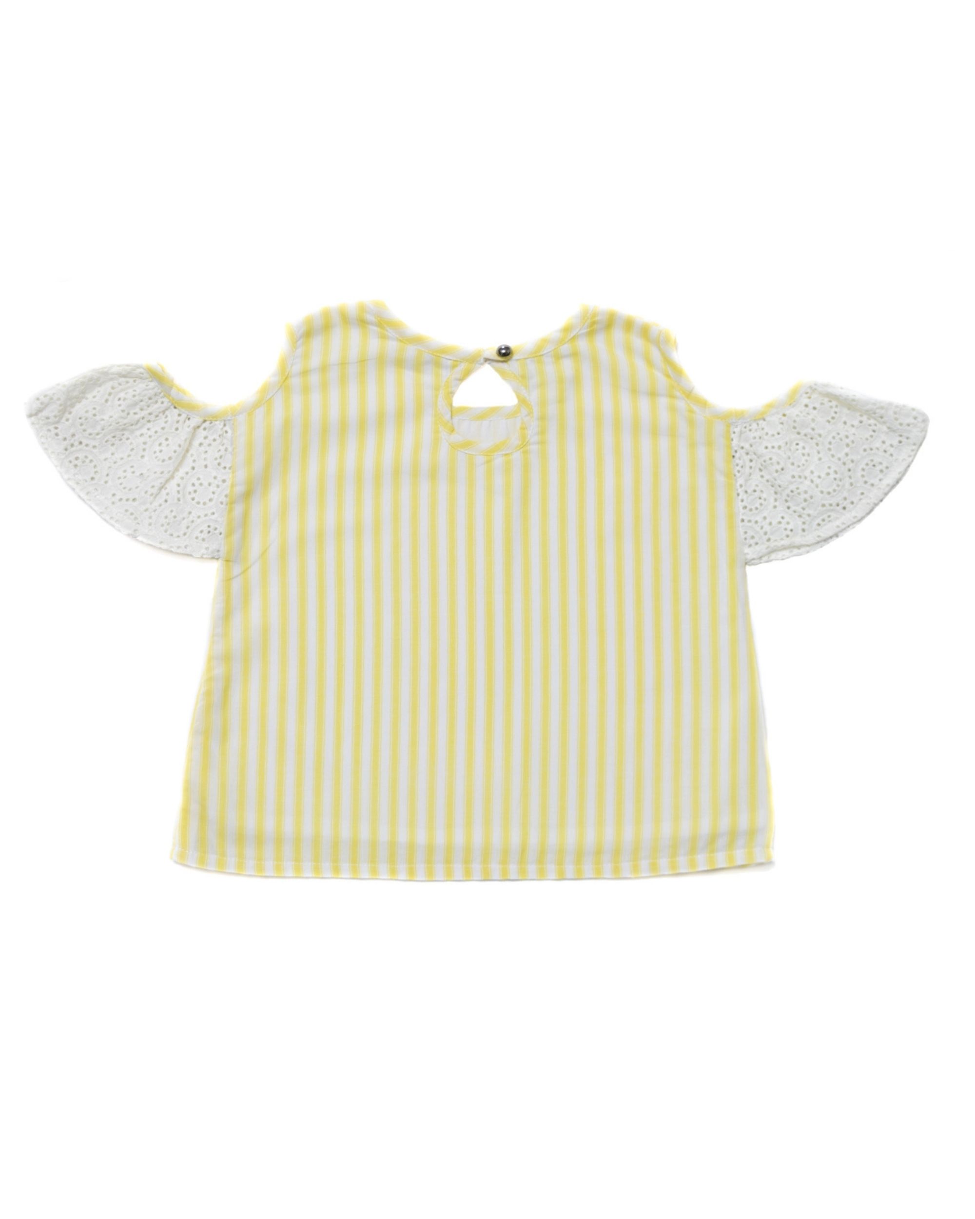 Yellow striped cold shoulder top by Kidko | The Secret Label